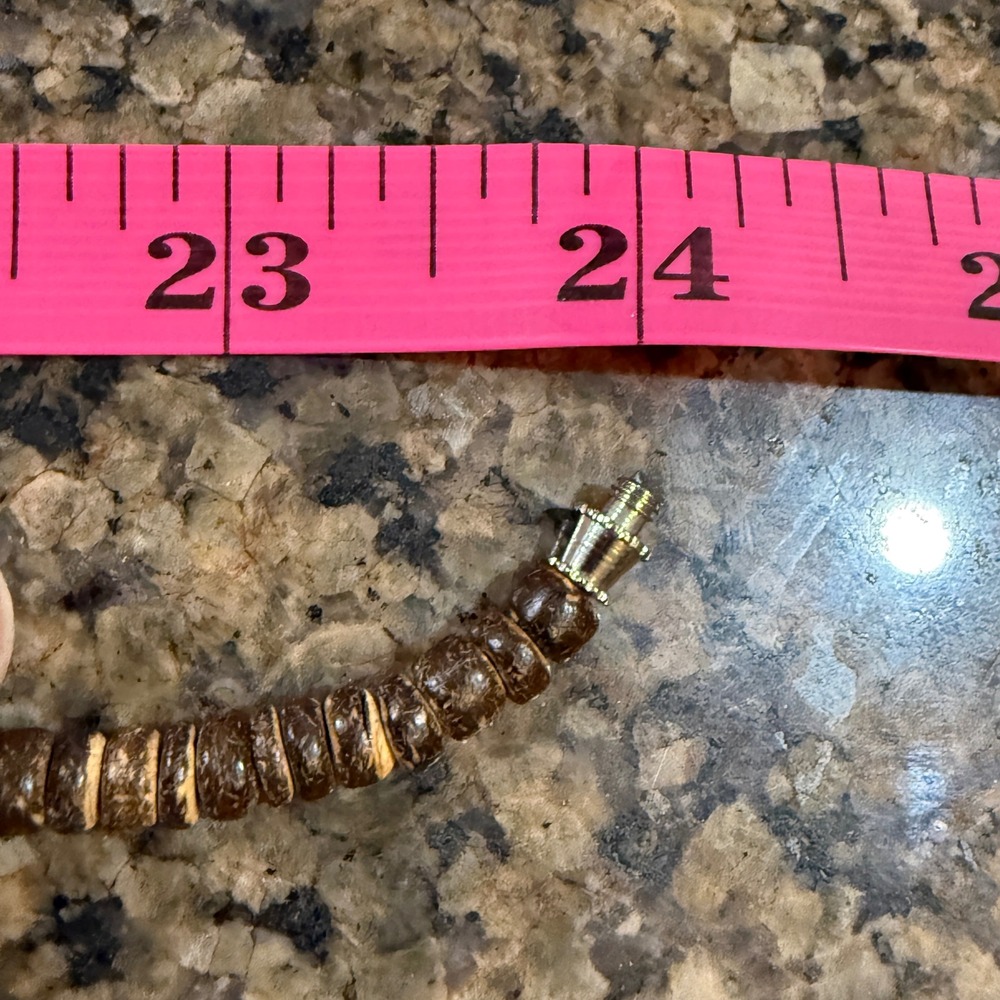 Tribal Dark Brown Wood Spike Fringe Bib Statement Necklace 24 Inch Screw Clasp - Picture 5 of 6